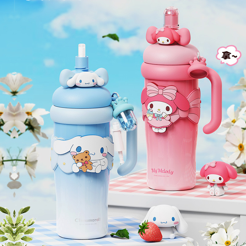 Cốc Cách Nhiệt Sanrio Kuromi Với Dung Tích Lớn Đá Viên Cốc Cho Bé Gái 2025 Mẫu Mới Học Sinh Ống Hút Bình Nước Uống Đôi Cốc Giữ Nhiệt