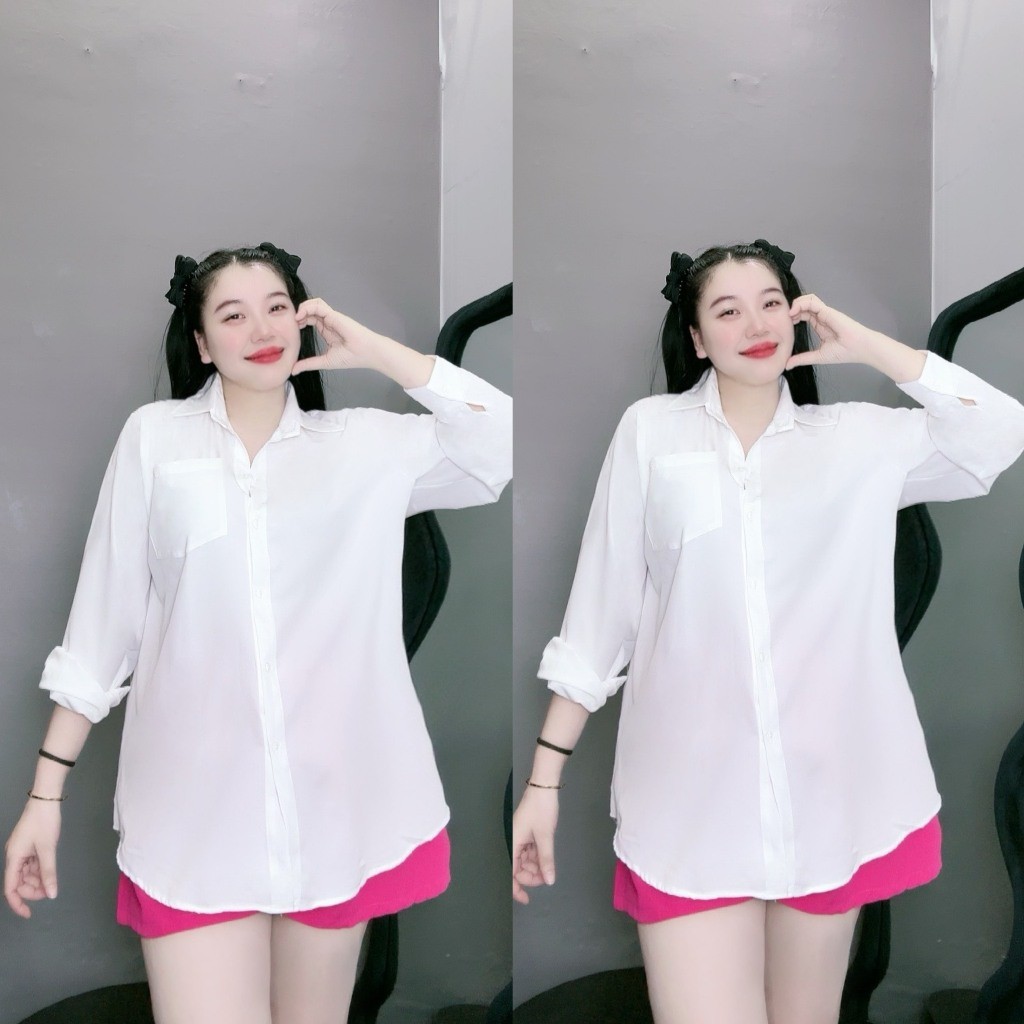 Áo Sơ Mi Nữ Bigsize CÔ NHỎ  – Thiết Kế Basic Dễ Phối Đồ, Phong Cách Năng Động SM20