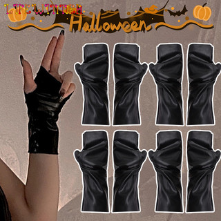 Găng tay không ngón Shine giả da PU, chống thấm nước, phù hợp cosplay Halloween và dùng khi chạy xe máy