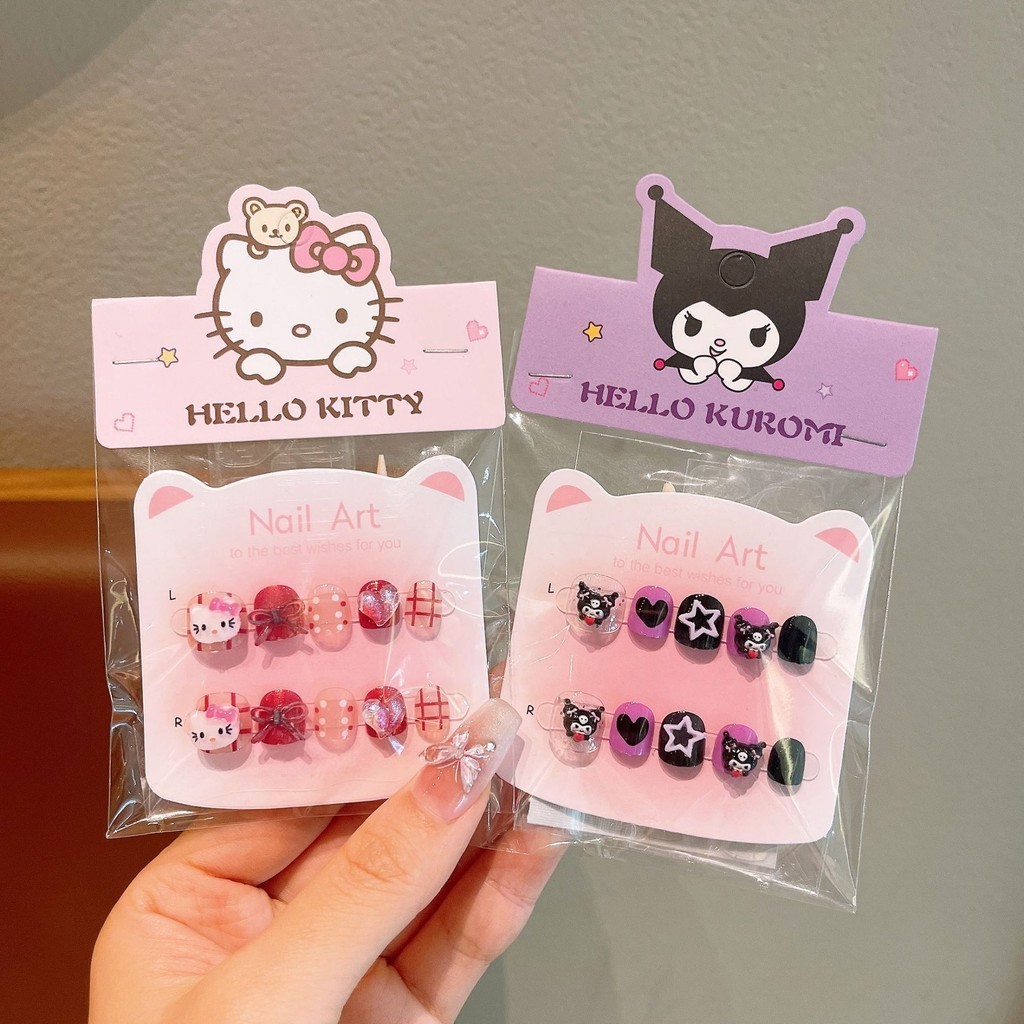 Hộp 10 móng tay giả 3D Kurumi – miếng dán móng cho bé gái, phụ kiện làm đẹp dễ thương 🎀 FREESHIP 🎀