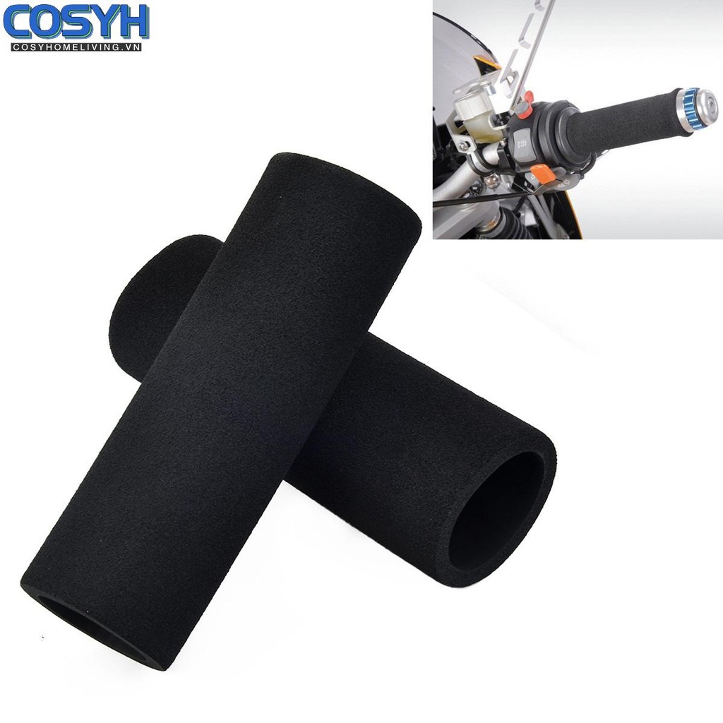 <cosyh>Motorcycle Grip Bar Black Comfortable Foam Handle Motorbike UV Resistant
