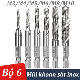 Mũi Khoan Đa Năng,Bộ 6 Mũi Khoan Taro HSS Phủ Titan,Chuôi Lục Giác