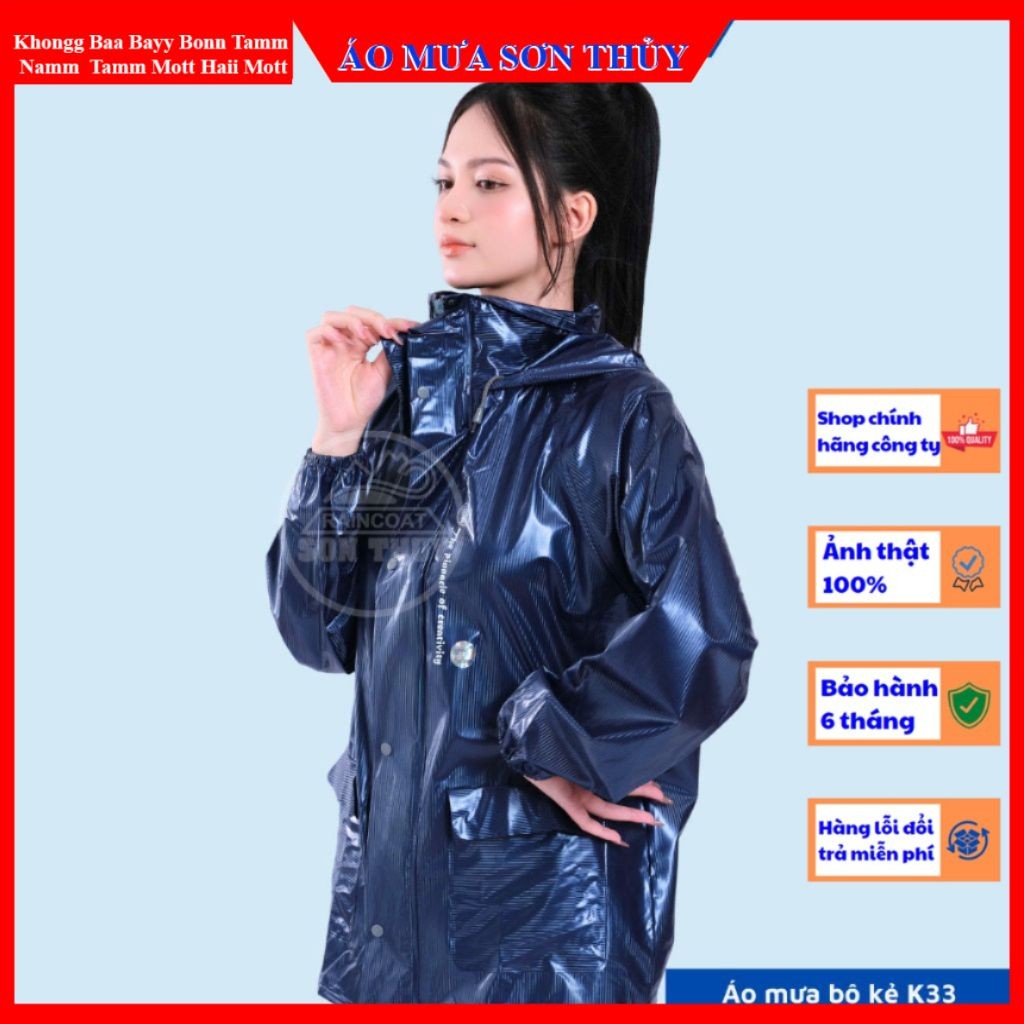 Bộ áo mưa nhựa PVC kiểu mới K33 Sơn Thủy, Siêu dai, Siêu chống thấm, nhựa nguyên sinh không mùi aomuasonthuyhn