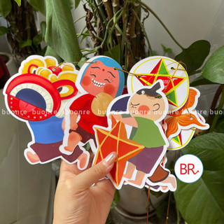 Dây Treo Trung Thu Họa Tiết Hoạt Hình-Phụ Kiện Quán Cà Phê,Lớp Học Lễ Hội Trăng Rằm Chất Liệu Bóng Dày Dặn ANGIHOME