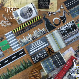 JIANWU 60mm * 200cm Km Biên Giới Series Vintage Thành Phố Đường Cảnh Vật Liệu Cắt Băng PET Tạp Chí Sáng Tạo Văn Phòng Phẩm