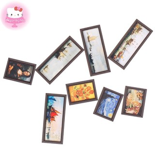 Moonlights Nhà Búp Bê Thu Nhỏ Khung Ảnh Tranh Sơn Dầu Treo Tường Phụ Kiện Nội Thất EN
