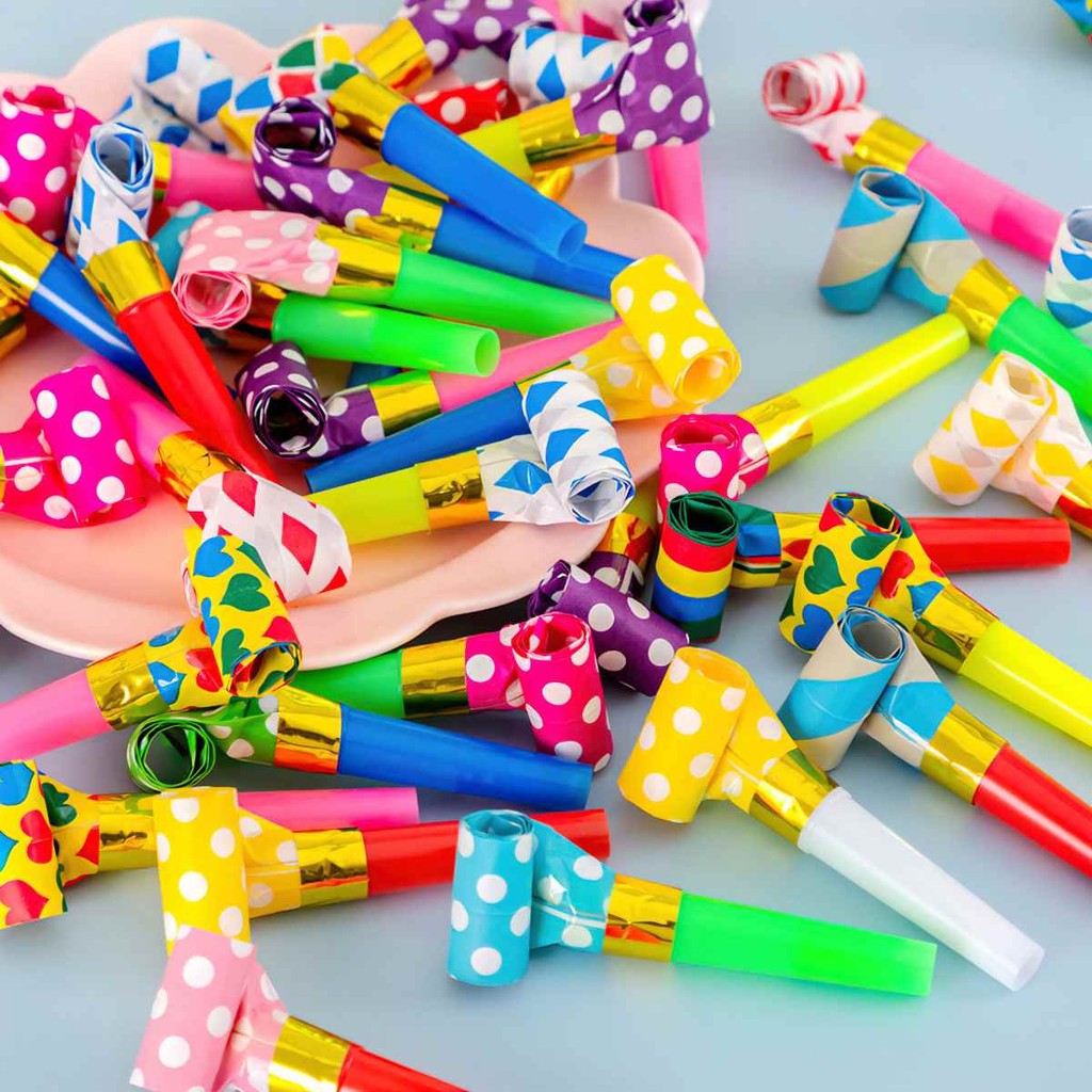 Set 10 Kèn lưỡi tò te cho bé vui chơi sinh nhật happy birthday lễ hội, trang trí tiệc nhiều màu sắc