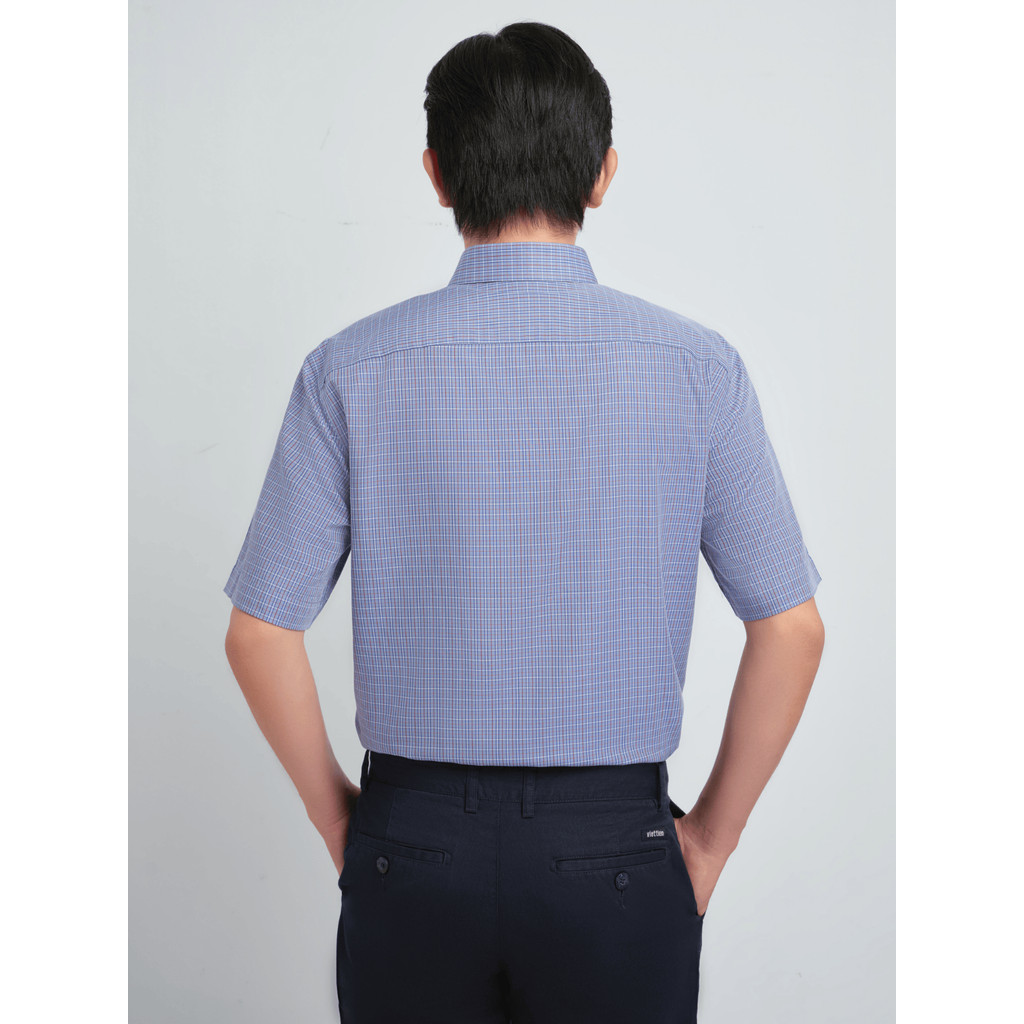 Áo sơ mi tay ngắn vạt tròn VIETTIEN vải Hoa hồng form REGULAR VT00000455