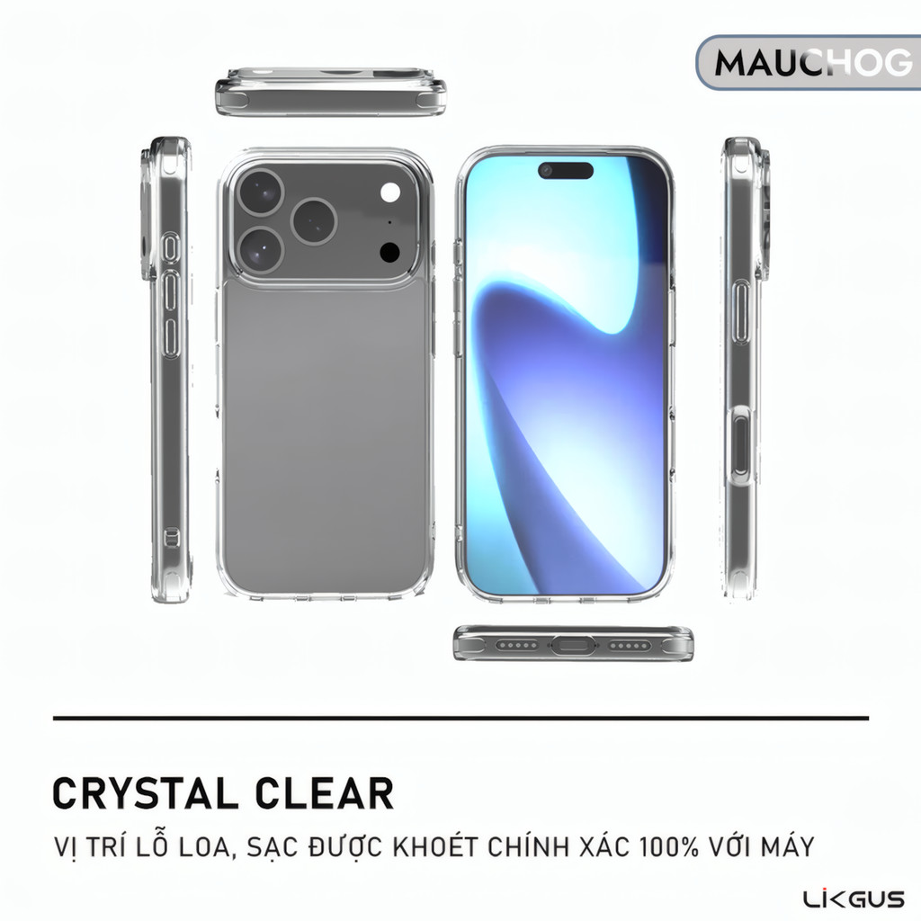Ốp Lưng Trong Suốt Likgus Bảo Vệ Camera Chống Trầy Xước Cho Điện Thoại iPhone 17 Pro Max 16 15 14 13 12