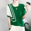 Áo thun lụa băng và áo len cổ tròn sọc mới, phù hợp mùa hè