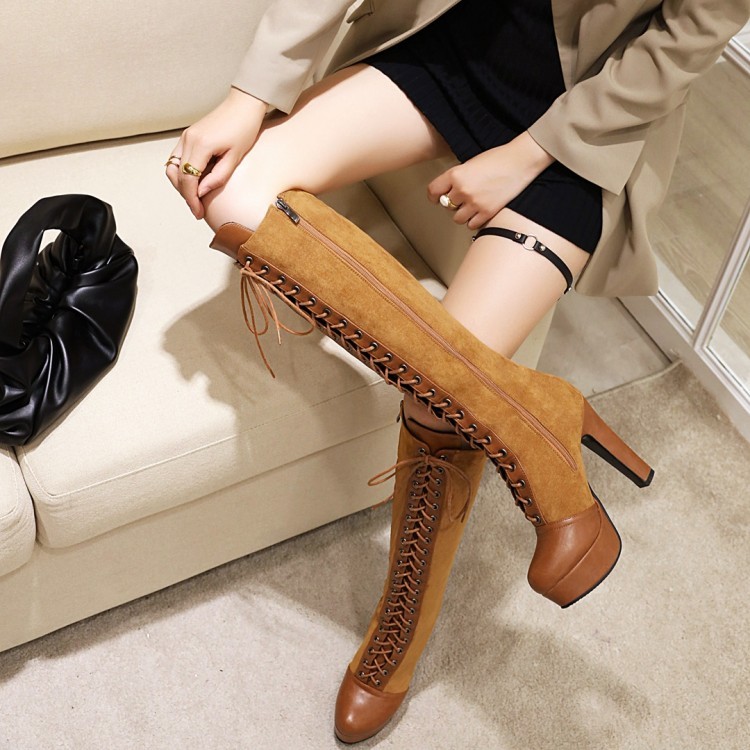 SKMY-43 Kích Thước Lớn Kích Thước Nhỏ Nền Tảng Chống Thấm Nước Siêu Cao Gót Giày Bốt Martin Nữ Phù Hợp Với Thời Trang Buộc Dây Kéo Bên Dây Kéo Lưng Giày Mô Hình