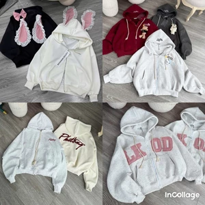 Áo khoác nỉ mũ 2 lớp form rộng, dài tay mùa đông ấm áp hình in sắc nét, phong cách thời trang hàn quốc ullzang