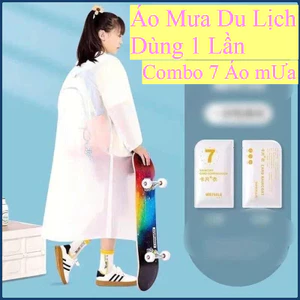 Combo 7 Áo mưa Du lịch ngoài trời sử dụng 1 2 lần, Set Áo mưa phương tiện nam nữ dùng 1 2 lần