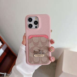 Khe cắm thẻ có hoa văn vải thiều nửa túi thời trang Vỏ điện thoại da cho iphone 17 17Air 16 15 14 13 12 11 Pro Max Plus XsMax XR X Xs Mini 16E Caseing