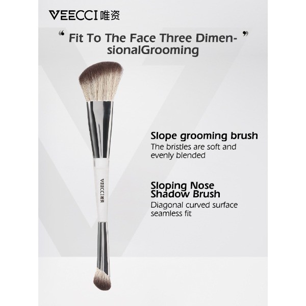 Cọ trang điểm VEECCI cọ tạo khối hai đầu, cọ phấn mắt, cọ má hồng phủ phấn che khuyết điểm lông mềm đa năng