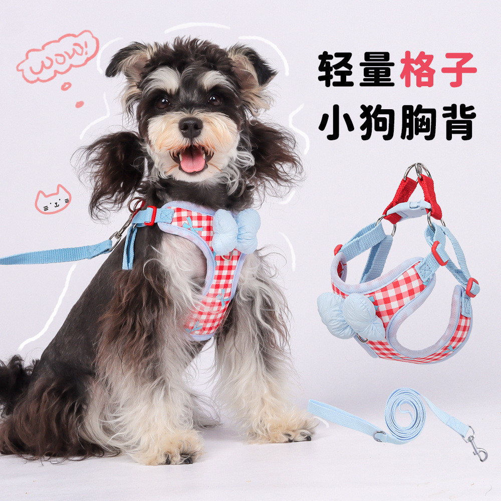 Phong Cách Mới Cho Thú Cưng Dây Xích Nơ Chó Ngực Lưng Kẻ Sọc Chó Con Hàn Quốc Dây Đeo Ngực Chuyên Dụng Dây Xích Chó Chống Cháy Nổ Đấm