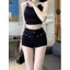 Sibyte- Quần Short Jeans Đen Siêu Ngắn Phối Đinh Tán Phong Cách Mỹ Thiết Kế Tôn Dáng Hot Trend Cho Nàng Cá Tính