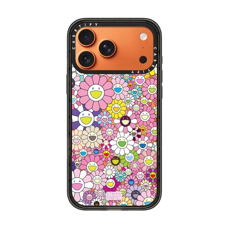 TAKASHI MURAKAMI x CASECASE: FLOWERS BLOOM (HỒNG) Vỏ tác động hút từ tính cứng trong suốt cho Apple IPhone 12 13 14 15 16 17 Pro Max Air Plus có hộp