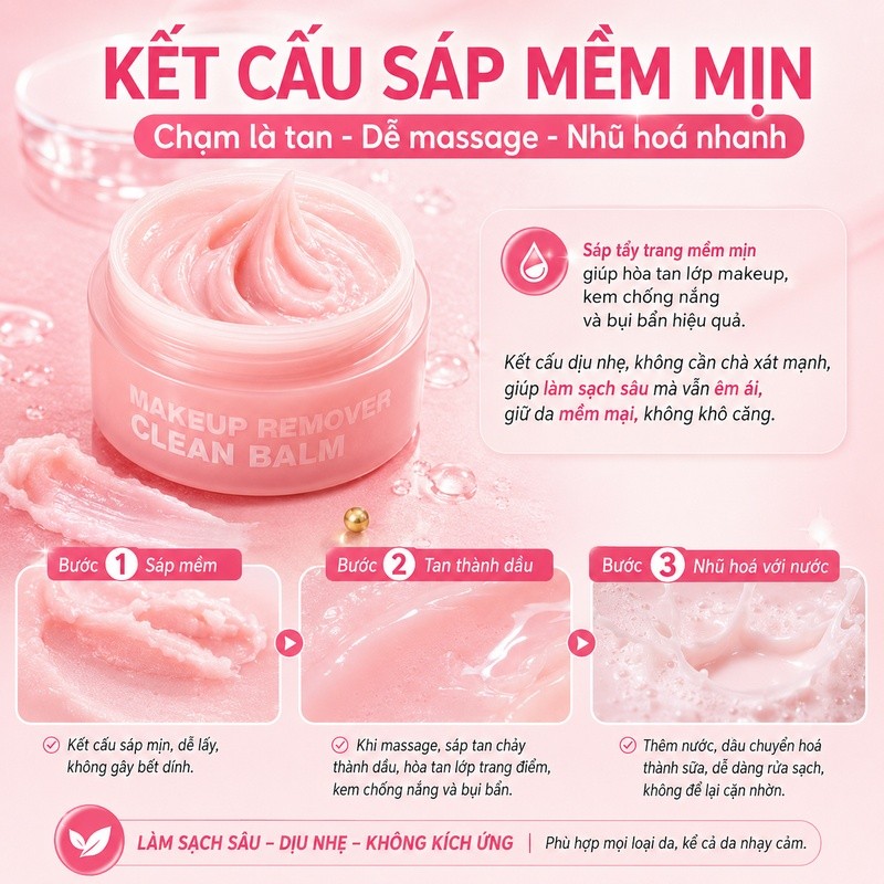 XIXI Tẩy Trang Dạng Sáp Dừa Đào Dưỡng Ẩm Làm Sạch Sâu Không Kích Ứng Trang Điểm Giá Rẻ D477