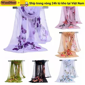 Khăn choàng WOODNEST Silk Bán chạy Bọc mềm Lady Butterfly