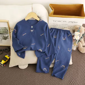 Hoạt Hình Mới Bộ Đồ Ngủ Trẻ Em Cotton Mỏng Dài Tay Quần Dài Phù Hợp Với Bé Trai Nhà Bé Gái Mùa Hè Điều Hòa Phù Hợp Với