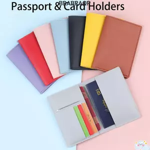 Túi đựng hộ chiếu BRARAA, Hộp đựng thẻ da PU siêu mỏng, Túi đựng thẻ tín dụng ID màu trơn đa chức năng tiện lợi Unisex