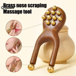 KUZHEN Mũi Gỗ Guasha Dụng Cụ Massage Hạt Đồng Cầm Tay Lược Chống Tĩnh Điện Cho Mặt Mũi Thư Giãn Mắt Điểm Kinh Tuyến Acupoint Quà Tặng Sinh Nhật HOT