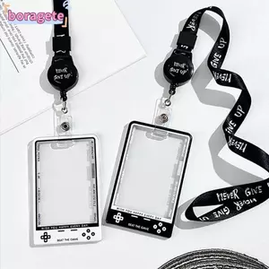 BORAGETE 1 Cái Đựng Thẻ, Bảo Vệ Thẻ Sinh Viên Kpop Thời Trang Hàn Quốc, Có Dây Trong Suốt Hiển Thị Photocard Giá Đỡ Đồ Dùng Học Sinh