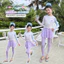 Bộ đồ bơi chia màu sắc tương phản cho bé gái Mùa hè Phong cách mới Áo dài tay tình yêu dành cho trẻ em + Chấm bi Culottes Swimsu