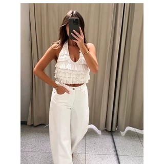 Áo ngắn trang trí xếp lớp cổ ZA 1067140