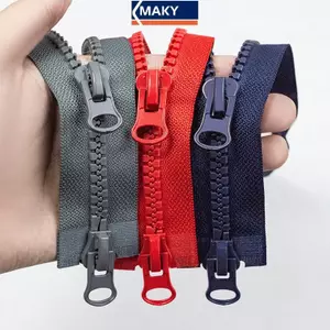 MAKY Nhựa Dây Kéo Mở Cấp Thanh Trượt Đơn / Đôi Dây Kéo Hai Chiều Jaet Áo Dài Zip Tự Làm Túi May Phụ Kiện VN
