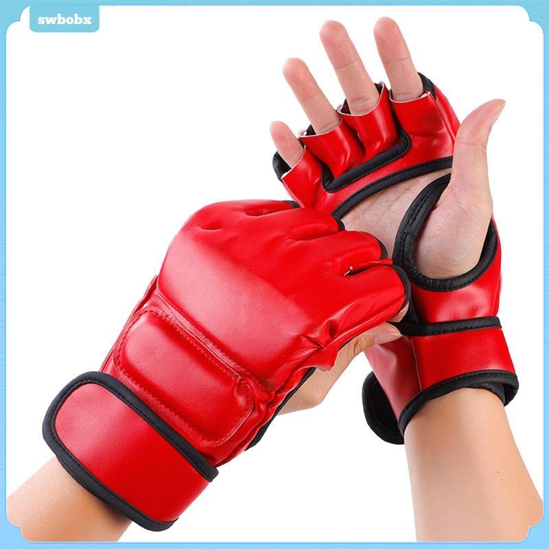 Găng tay tập đấm bốc Da PU Mở lòng bàn tay Găng tay thoáng khí cho MMA Kickboxing Tập thể dục Tập thể dục