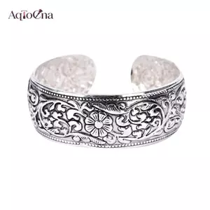 AqToCna Mới Tây Tạng Bạc Totem Lắc Tay Khắc Luy Hoa Lắc Tay Vòng Tay Vòng Tay AqToCna