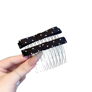 Pháp Đen Trắng Chấm Bi Nơ Lược Chải Tóc Chèn Lược Tidy-up Phụ Kiện Tóc Gãy Mặt Trên Chấm Tóc Kẹp Bên Kẹp Tính Khí Kết Cấu
