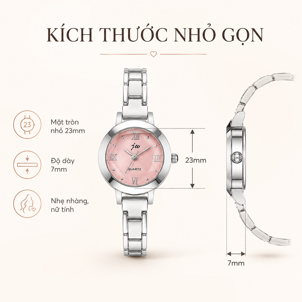 【✨】Đồng hồ nữ mặt nhỏ dây hợp kim: Thạch anh, thanh lịch, phong cách Hàn Quốc