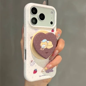 Giá đỡ từ tính Dễ thương Chó mèo mờ Vỏ điện thoại mềm cho iPhone 17 Pro Max 16 15 14 Vỏ bảo vệ chống sốc
