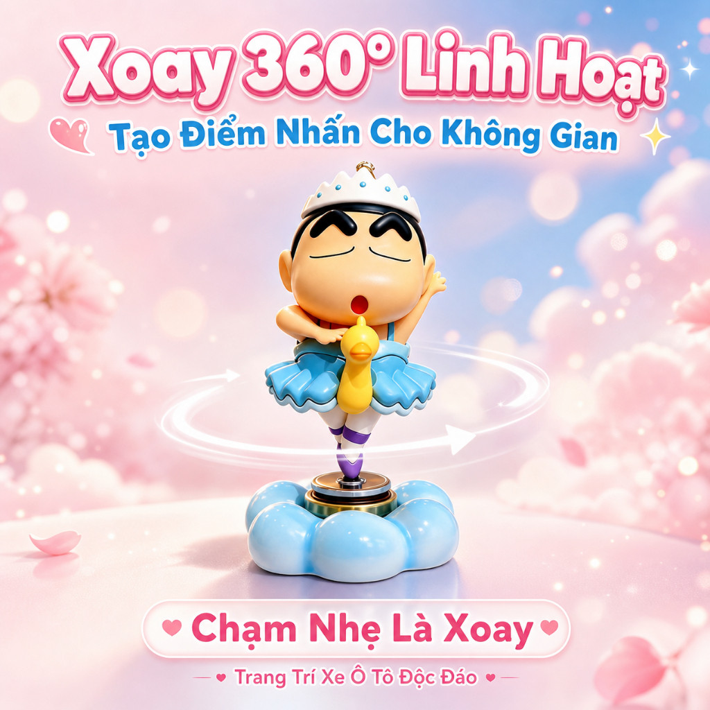 Mô hình Crayon Shin-chan Xoay Tự Do 360° Trang Trí Xe Ô Tô Xe Máy Decor Nội Thất Xe trang trí xe máy