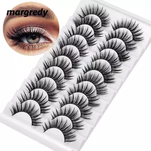 MARGREDY Lông mi giả giả, Lông mi giả dài hình lỗ chân thật đáng yêu, Thời trang nữ Handmade Full Strip Lông mi giả không tàn nhẫn