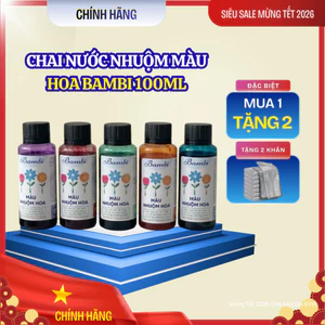 Tặng 2 Khăn - Nước Nhuộm Hoa Tươi Bambi 100ml, Tạo Màu Độc Đáo Cho Hoa, Lên Màu Đẹp, Dễ Sử Dụng