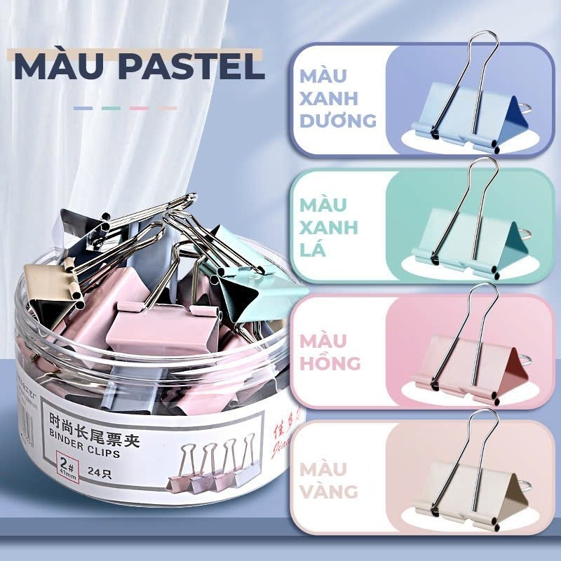 Kẹp tài liệu ghim tài liệu màu pastel đủ kích thước 15/25/51mm tiện lợi đa năng chống gỉ Giá Rẻ
