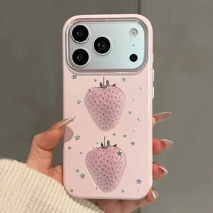 Ốp Điện Thoại Mềm Nơ Dâu Tây Cho iPhone 17 Pro Max 16 15 14 13 Vỏ Bảo Vệ Chống Sốc