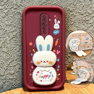 Ốp Lưng Cho OPPO Reno 2F reno2 F 2 F Vỏ Điện Thoại Vỏ Mềm Silicon Chống Sốc Gương Thẩm Mỹ Mới Có Giá Đỡ 360° Xoay thỏ dễ thương màu hồng cho bé gái JTXCEZJ3