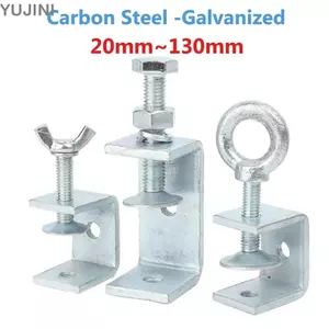 YUJINI 1 Cái U Kẹp, Nhiều Đầu Hình Chiều Cao Mở 20-130MM Kẹp Loại C, Bền Dày Cố Định Cố Định Thiết Bị Kẹp Thép Carbon Mạ Kẽm