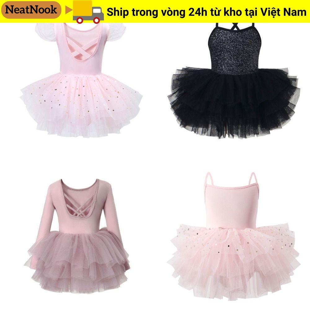 NEATNOOK Girl Ballet TuTu Dress, Váy múa ba lê trẻ em bằng Sequin mịn, Dây đeo chéo chuyên nghiệp dài tay Trang phục khiêu vũ Ballerina Fairy Dress Examination