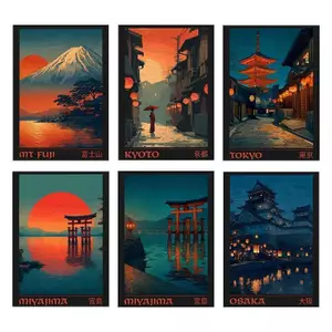 Retro Nhật Bản Du Lịch Phong Cảnh Nhật Bản Poster Không Khung Tranh Canvas Trang Trí Tường Nhà Thanh Lịch