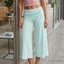 MAPLEPOET-Quần Capri dành cho nữ Gấp qua thắt lưng Quần crop top màu trơn cao cấp thấp
