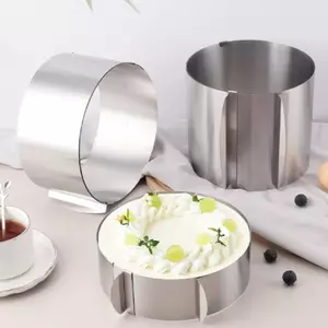 AA 1 Chiếc Thép Không Gỉ Kính Thiên Văn Mousse Vòng Tròn Khuôn Chống Rỉ Có Thể Điều Chỉnh Bánh Mousse Vòng Để Dễ Dàng Phát Hành Vòng Nướng Dụng Cụ VN
