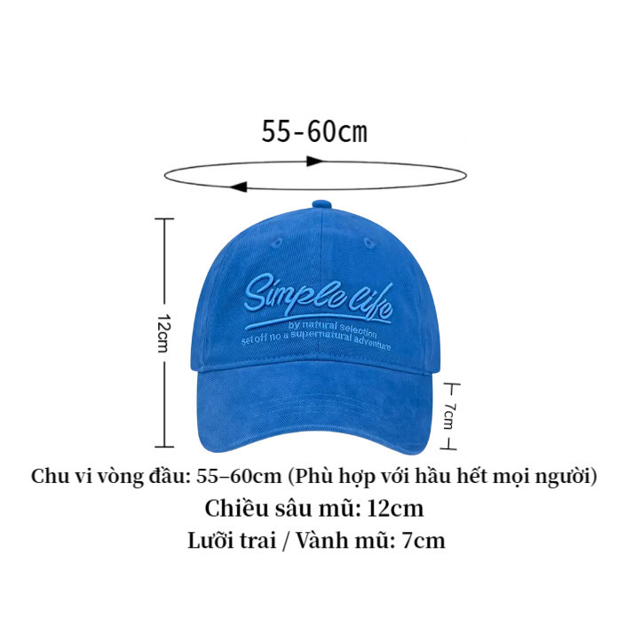 Nón lưỡi trai vành cong thêu chữ trơn Hàn thoáng khí du lịch outdoor Mũ lưỡi trai thời trang nam nữ