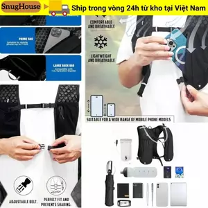 Áo Vest Chạy Bộ SNUGHOUSE, Có Giá Đỡ Điện Thoại Phản Quang Chạy Chai Nước Bảo Quản, Nylon Chống Thấm Nước Nhẹ Ngực Gói Ngoài Trời