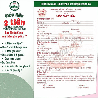 Giấy vay tiền 2 liên-Block 6 quyển-chọn mẫu in tên